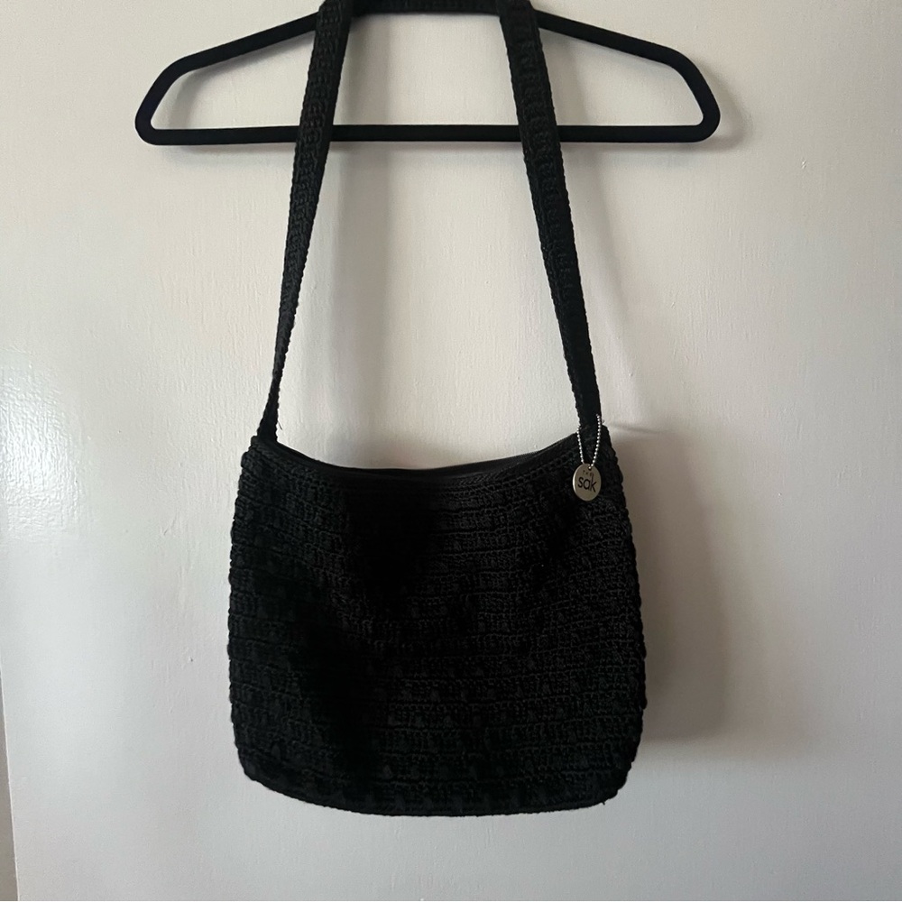 The Sak Black Crochet Shoulder Bag